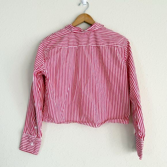 J. Crew Cropped Button Up Bartam Stripe Shirt Size 8 - Picture 6 of 6